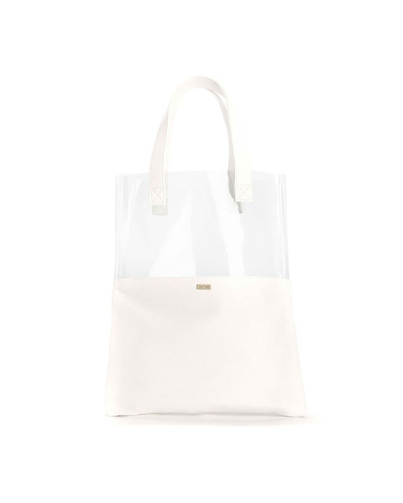 Peekaboo Tote Bag, Clear/White